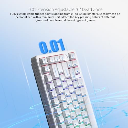 Womier SK75 TMR Keyboard Gaming 75% Hall Effec,Wireless Mechanical Keyboard | Rapid Trigger Custom Magnetic Switches Keyboards with 8000 Hz Hot Swap, BT/2.4G/USB-C for Mac Windows Linux,White-Aluminum - color: White