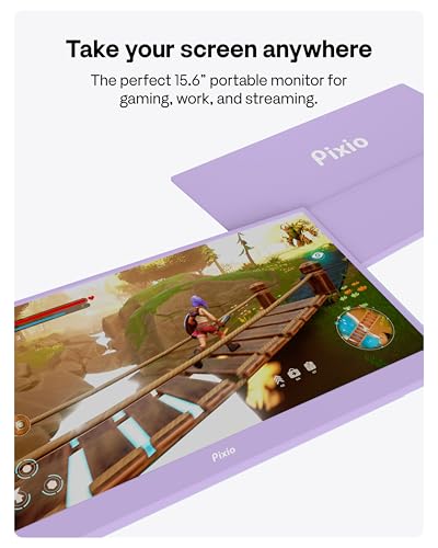 Pixio PX160 Wave Purple Portable Monitor 15.6 inch 60Hz FHD 1080p IPS Panel HDR Screen Cover Stand USB-C HDMI Laptop Screen Extender Portable Monitor for Laptop, PC, Console, Phone - color: Purple
