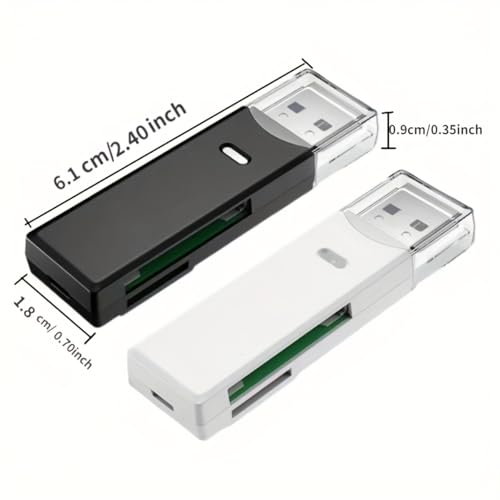 2-in-1 Mini USB 3.0 Card Reader, SD/Micro SD/TF Memory Card Adapter for PC & Laptop, High Speed Dual Slot Memory Card Adapter (Black)
