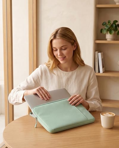 ProCase Laptop Sleeve 16" for MacBook Pro 16 Inch M5/M4/M3/M2/M1 | Slim Travel Sleeve with Soft Plush Lining & Large Front Pocket, Water-Resistant, Also Fit 15.6-16" HP Dell Lenovo ASUS Acer - color: Willow Green, size: 16-inch
