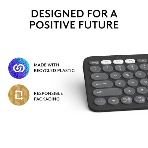 Logitech Pebble Keys 2 K380s Keyboard, Bluetooth, Wireless - Graphite - color: Graphite