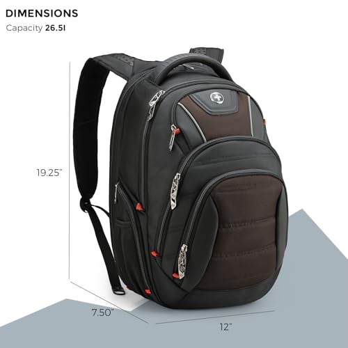 Swissdigital Design Men's Laptop Backpack for Women, Large Capacity Business Travel Bag Black/Brown | J14-32 - color: Black/Brown