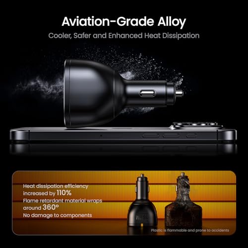 AOHI 165W Laptop Car Charger Adapter 140W PD 3.1 Fast Charging USB C Charger+USB 4 2.0 Cable 6.6FT with up to 120Gbps Bandwidth Boost Dual 8K/4K Display 240W PD 3.1 Fast Charging