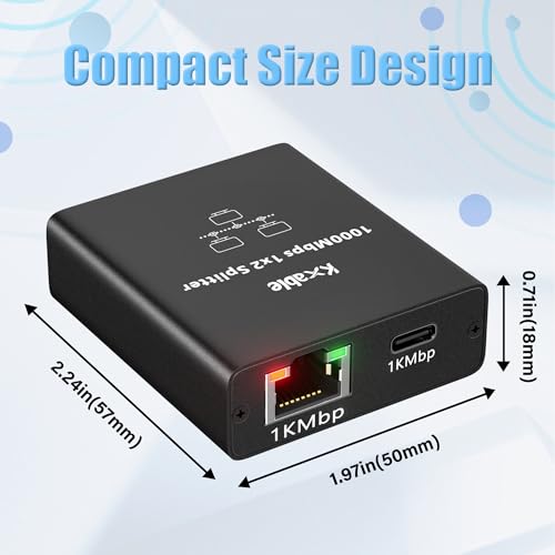 USB-C to 2x RJ45 Ethernet Splitter, Gigabit LAN Adapter, 1Gbps, for MacBook to Ethernet - style: Ethernet Splitter (RJ45+USB-C)