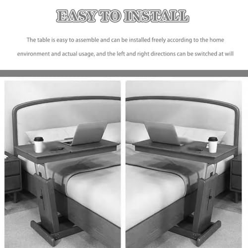 Adjustable Height Standing Desk Bedside Lifting Stand Up Desk, Tiltable Desktop Sofa Side Table, Laptop Table with Locking Wheels, Reversible and Foldable Workbench(Primary Color) - color: Primary Color