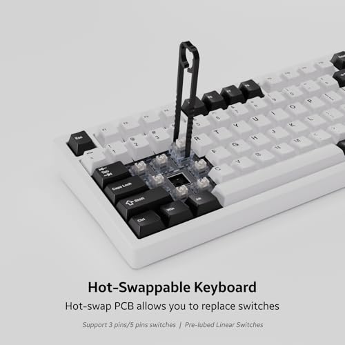 OOCTPK Chilkey ND75 Aluminum 75% Wireless Mechanical Gaming Keyboard with LCD Screen, Quick Assembly, BT/2.4G/USB-C, Hot Swappable Per-Key RGB Custom Keyboard for Windows, MacOS - color: White, size: 1.2mm PCB Flex Cut