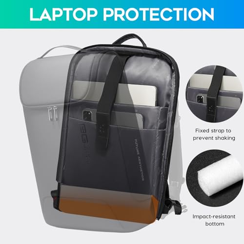 BANGE Anti-Theft Backpack with USB Charging Port 17.3 Inch Business Laptop Backpack - color: Black(no Usb and Lock), size: without lock and usb