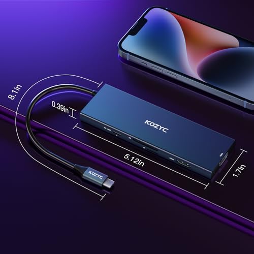 KOZYC USB C Docking Station Dual HDMI 4K@60Hz, 8-in-1 USB C Hub 2 HDMI, USBC 3.0, 2xUSB-A 3.0, SD/TF, 100W PD, Laptop Docking Station Dual Monitor Compatible with HP, Dell - style: 8-in-1