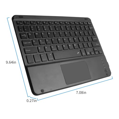 Wireless Backlit Bluetooth Keyboard with Touchpad,10 inch Ultra Slim 7 Colors Backlit Portable Rechargeable Keyboard with Trackpad for IPad/IPad Pro iOS Android Tablets Windows Laptop PC(black) - color: black