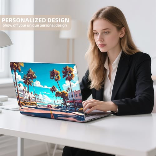 Universal Laptop Skin Sticker for 12/13/14/15.6 Inch Laptops, Reusable Vinyl Laptop Decal Cover, Waterproof Scratch Resistant Notebook Skin with 2 Wrist Pads,Summer Coconut Trees - color: Summer Coconut Trees