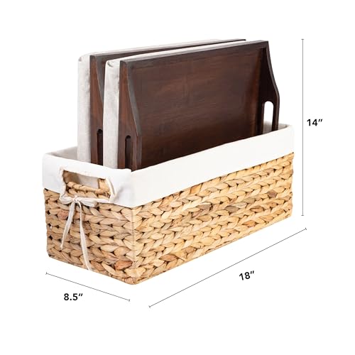 ROSSIE Home Wood Lap Tray – Java Bamboo, 2-Pack with Storage Basket - color: Java, size: 2-Pack with Basket
