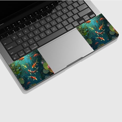Universal Laptop Skin Sticker with 2 Wrist Pad Skins, Waterproof Scratch Resistant Vinyl Laptop Cover Decal, Cut to Fit for 11–15.6 Inch MacBook HP Dell Lenovo, Koi Pond - color: Koi Pond