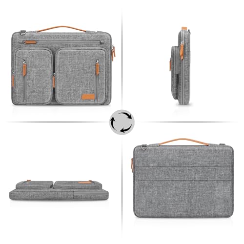 MOSISO 360 Protective Laptop Bag, Computer Bags | Side Open Messenger Bag with Trolley Sleeve&5 Pockets - color: Gray