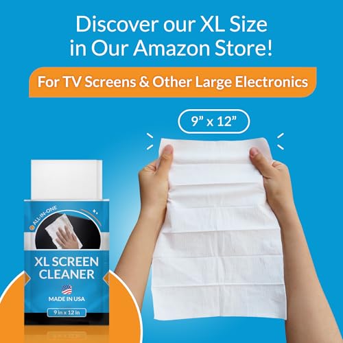 iCloth Large Screen Cleaning Wipes for Electronics, Lint-Free and Streak-Free, Fast-Drying, Removes Dust, Fingerprints, and Smudges (100 Wipes) - size: 1 Count (Pack of 100)