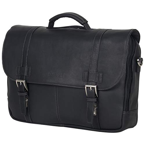 Kenneth Cole REACTION Show Business 16" Colombian Leather Business Laptop Portfolio Messenger Bag - color: Black