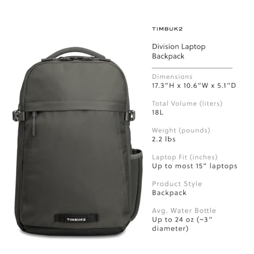 Timbuk2 Division Laptop Backpack Deluxe, Eco Titanium - color: Eco Titanium