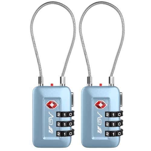 TSA Accepted Luggage Travel Lock, Set-Your-Own Combination Lock for School Gym Locker, Luggage Suitcase Baggage Locks, Filing Cabinets, Toolbox, Case Arctic Blue, 2 Pack (Limited Edition) - color: Arctic Blue 2-Pack