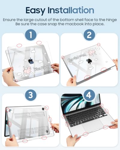 Fintie Case for MacBook Air 13 inch A3449/A3240/A3113/A2681 2022-2026 | M2/M3/M4/M5, Snap On Hard Shell, Full Port Access, Easy On/Off, Lightweight, Soaring Pig - color: Cosmic Orange