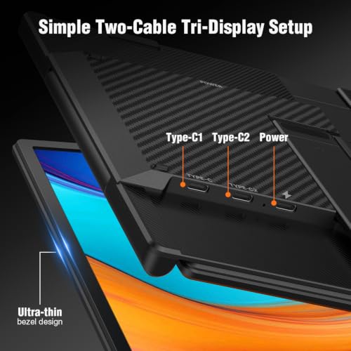 Leudaich 14'' Laptop Screen Extender, Portable Dual Monitor FHD 1080P IPS, Ultra-Slim Travel Monitor for 13-17" Laptops, Laptop Extender Work with Mac/Windows - size: 14''-triple