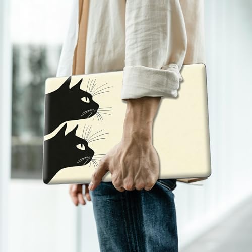 Reusable Universal Laptop Skin Sticker, Cut to Fit for 11.6–15.6 Inch Laptops, Waterproof Protective Film, No-Residue - Black Cats Peek - color: Black Cats Peek