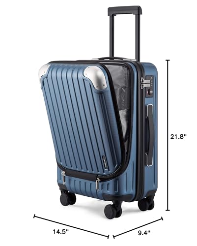 LEVEL8 Grace Carry on Luggage 22x14x9 Airline Approved, 20 Inch Hard Shell Suitcases with Spinner Wheels, Abs+Pc Hard Case Luggages with Tsa Lock for Airplane, Blue - color: Blue, size: 20 Inch