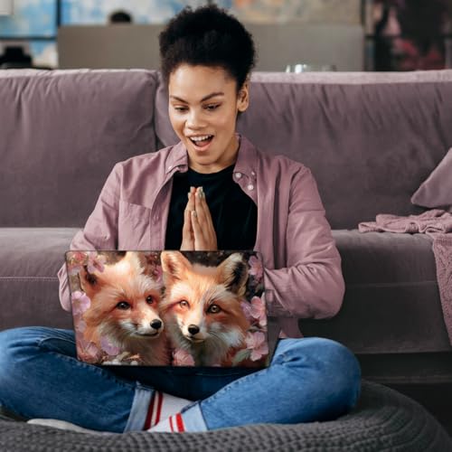 SUPERDANT Laptop Skin Sticker Flower Fox Laptop Decals Personalized Universal Notebook Computer Wrap Vinyl Skin Stickers Cover Art Decal Removable 12-15.6 Inch Waterproof Scratch-Resistant Gifts - style: Flower Fox