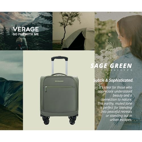 Verage Underseat Carry On Luggage with Wheels,14.5-Inch Spinner Small Suitcase, Softside Lightweight Travel Bag for Men and Women, Airplane Carry On Bag, Sage Green - color: Gray green, size: Basic Underseat