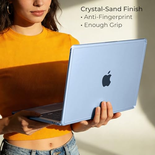 EooCoo Reinforced Anti-Crack Case for MacBook Air 13 inch,M5-M2 2026-2022 | True-to-Device Matte Texture, Anti-Fingerprint, Perfect Fit, Hard Shell Laptop Cover for MacBook Air 13.6 inch - color: Sky Blue