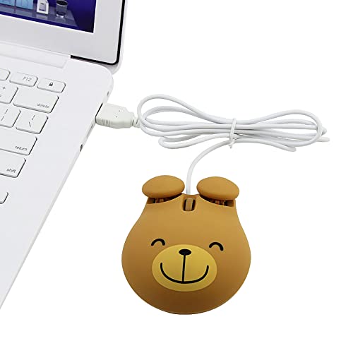 Sokelinn-six Wired Cute Mouse, USB Wired Mause for Kids with Lovely Cartoon Shaped, 1600PDI 3 Buttons Ergonomic Mini Mice for PC Laptop Desktop (Brown Bear) - color: Brown Bear