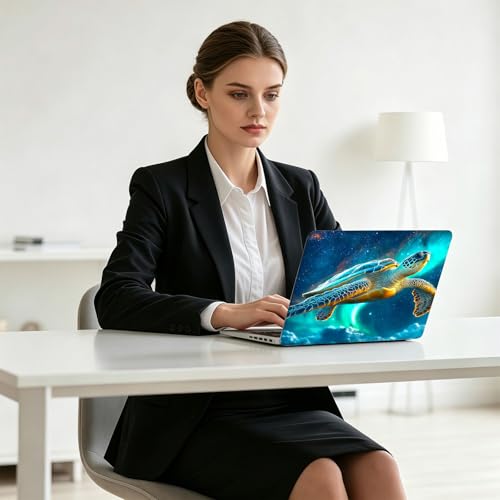 Universal Laptop Skin Decal, 3-Piece Vinyl Protector for 12 13 14 15.6" Notebook, Waterproof Anti-Scratch, Easy Trim & Bubble-Free Finish, Sea Turtle Soaring in Cosmic Sky - color: Sea Turtle Soaring in Cosmic Sky