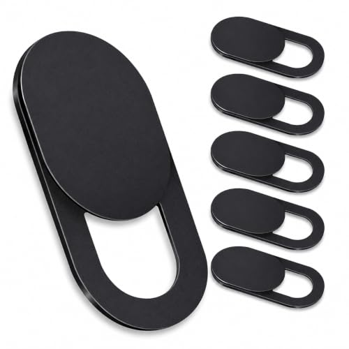 Webcam Cover 6-Pack - Ultra-Thin Camera Privacy Slide for Laptop, MacBook, iPad, Cell Phone & Tablet, Slim Reusable Webcam Blocker for Privacy Protection, Black