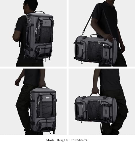 WITZMAN Travel Backpack for Men Convertible Large Carry on Bag | Large Nylon Laptop Backpack Fits 17 Inch, Airline Approved, Shoe Compartment, For Weekend Trips, Daily, B689 Silvery Grey