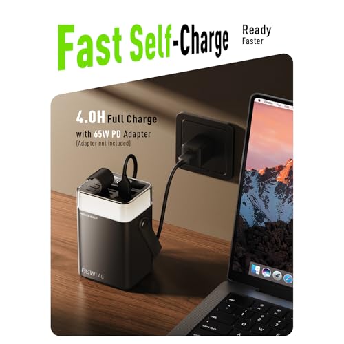 65W Power Bank 40000mAh Laptop Portable Charger Battery Pack - Black - color: Midnight Black