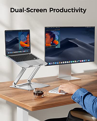 Adjustable Laptop Stand, Portable for 17.3inch Laptops, Holds Up to 17.6lbs, Ergonomic Posture & Heat Dissipation - color: Sliver