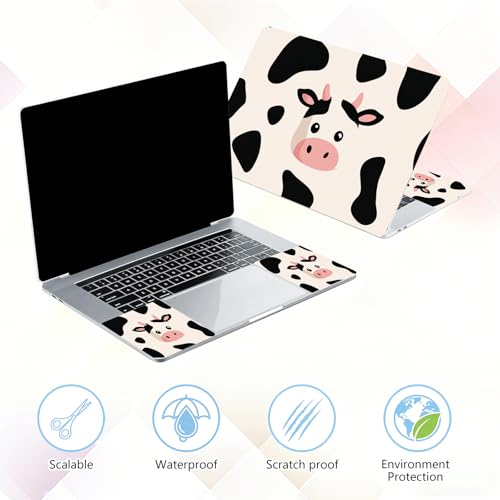 Laptop Skin Sticker Decal 15-15.6 Inch with Cute Mouse Pad, Universal Reusable Vinyl Sticker for 12.1 13 13.3 14 15.4 Inch Netbook and Notebook PC, Cute Cow Print - color: Cute Cow Print