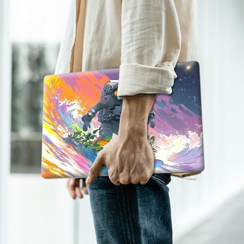 Reusable Universal Laptop Skin Sticker, Cut to Fit for 11.6–15.6 Inch Laptops, Waterproof Protective Film, No-Residue - Cosmic Surf Rider - color: Cosmic Surf Rider