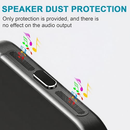 4-Pack USB C Dust Plug with Speaker Dust Cover Compatible for iPhone 15/16 Pro/Plus/Pro Max - Dust Protection Kit (Black)