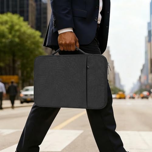 ProElife 13 Inch Laptop Sleeve for MacBook Neo, Retractable Handle, Black | Precision Fit, Soft Inner Lining Padded, Anti-Scratch, Extra Attached Pocket, Travel Carry Laptop Bag for Home Office - color: Black