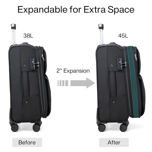 Hanke Softside Expandable 20 Inch Carry On Luggage with Wheels Airline Approved, TSA Luggage Lightweight Rolling Suitcases for Travel Carry On Bag(Black) - color: Black, size: 20 Inch Carry on