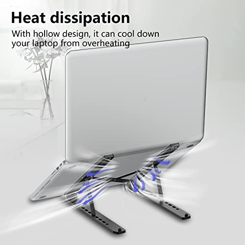 Tonmom Laptop Stand for Desk, Adjustable Laptop Riser, Black | ABS+Silicone Foldable Portable Notebook Holder, Ventilated Cooling Notebook Mount Computer Stand for 10-15.6” Laptops,Tablets - color: Black