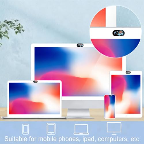 6Pcs 6 Styles Laptop Camera Cover Rainbow Privacy Guard Accessories, 0.04 Inch Ultra Thin Webcam Cover Protector Blocker for Phone Desktop Computer Tablet Notebook Mini PC Home Office Use - color: Rainbow