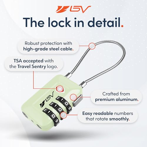 TSA Accepted Luggage Travel Lock, Set-Your-Own Combination Lock for School Gym Locker, Luggage Suitcase Baggage Locks, Filing Cabinets, Toolbox, Case (Mint Green, 2 Pack) - color: Mint Green 2-Pack