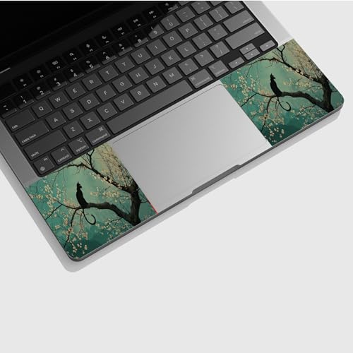 Universal Laptop Skin Sticker with 2 Wrist Pad Skins, Waterproof Scratch Resistant Vinyl Laptop Cover Decal, Cut to Fit for 11–15.6 Inch MacBook HP Dell Lenovo, Black Cat Plum Blossom - color: Black Cat Plum Blossom