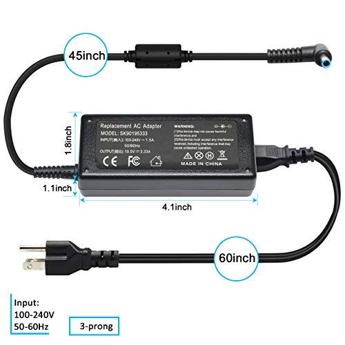 65W AC Adapter Compatible with HP Envy 13 15 17 15t 15m 17m X360 15-1039wm 15-1033wm 15-1010dx 15-w237cl 15-w110nr 15-ee1093cl 15m-eu0033dx 17m-ch0013dx Series Power Supply Cord