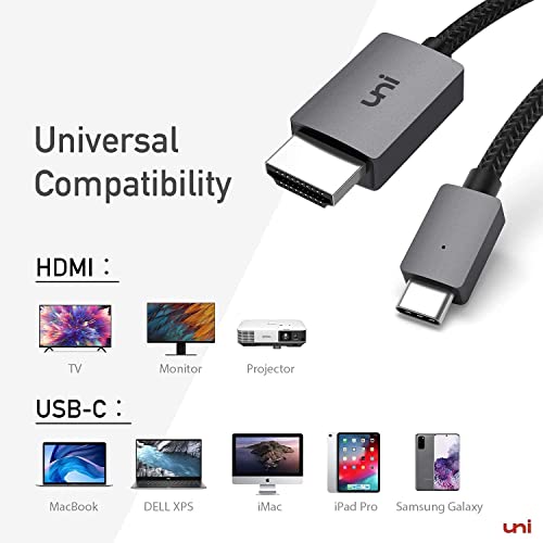 uni USB C to HDMI Cable 3FT 4K@30Hz, ONE-Way USB Type C Host to HDMI Cable | Thunderbolt 3/4 Compatible, MacBook Pro/Air, iPhone 17 Pro/Max, Galaxy S8-S24, Surface Book 2, XPS, Chromebook - size: 3FT