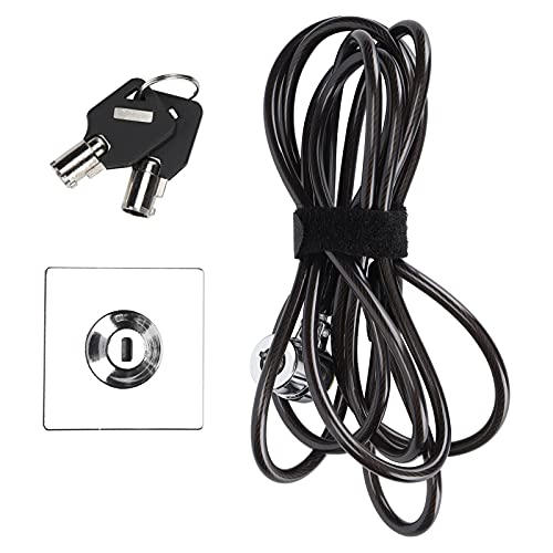Laptop Lock Galvanized Steel Security Cable 2m Length 180 Degree Rotation for Notebook Monitor Projector Office Dormitory Public, 360 Dual Shaft Universal Keyhole Compatible