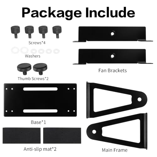 YAODHAOD Multi-Purpose Desk Fan Stand Mount for 120mm PC Computer Fans,360° Adjustable Desk Cooling Fan,Heavy-Duty Solid Metal Bracket,Flexible Airflow Direction for Laptop, Router, Modem, Electronics
