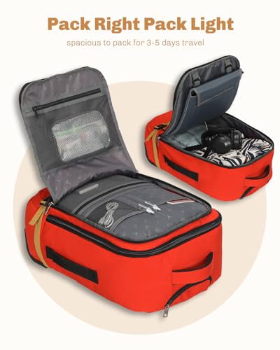 Hynes Eagle Rolling Backpack 42L Backpack with Wheels Airline Approved Carry on Luggage Laptop Travel Suitcase Bag for Women Men Orange - color: Orange