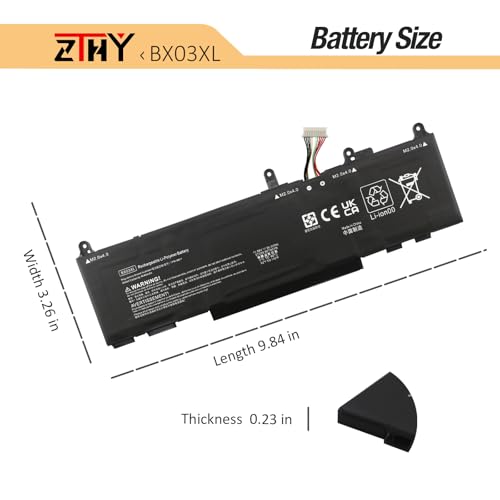 BX03XL Laptop Battery Replacement for HP ZBook Firefly 14 16 G11 Series | EliteBook 830 835 840 845 860 865 G11 Series BX03056XL TPN-IB0Y HSTNN-OB3H N59733-AC1 N59787-005 N59733-171 11.58V 56.04Wh - size: 9.84*3.35*0.28 inch BX03XL