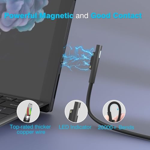 Magnetic Laptop Power Supply, DC Repair Power Cord, for Microsoft Surface | Power adapter output cable interface, compatible with Surface Go Pro power adapter plug - size: Microsoft surface 3 4 5 6 generation